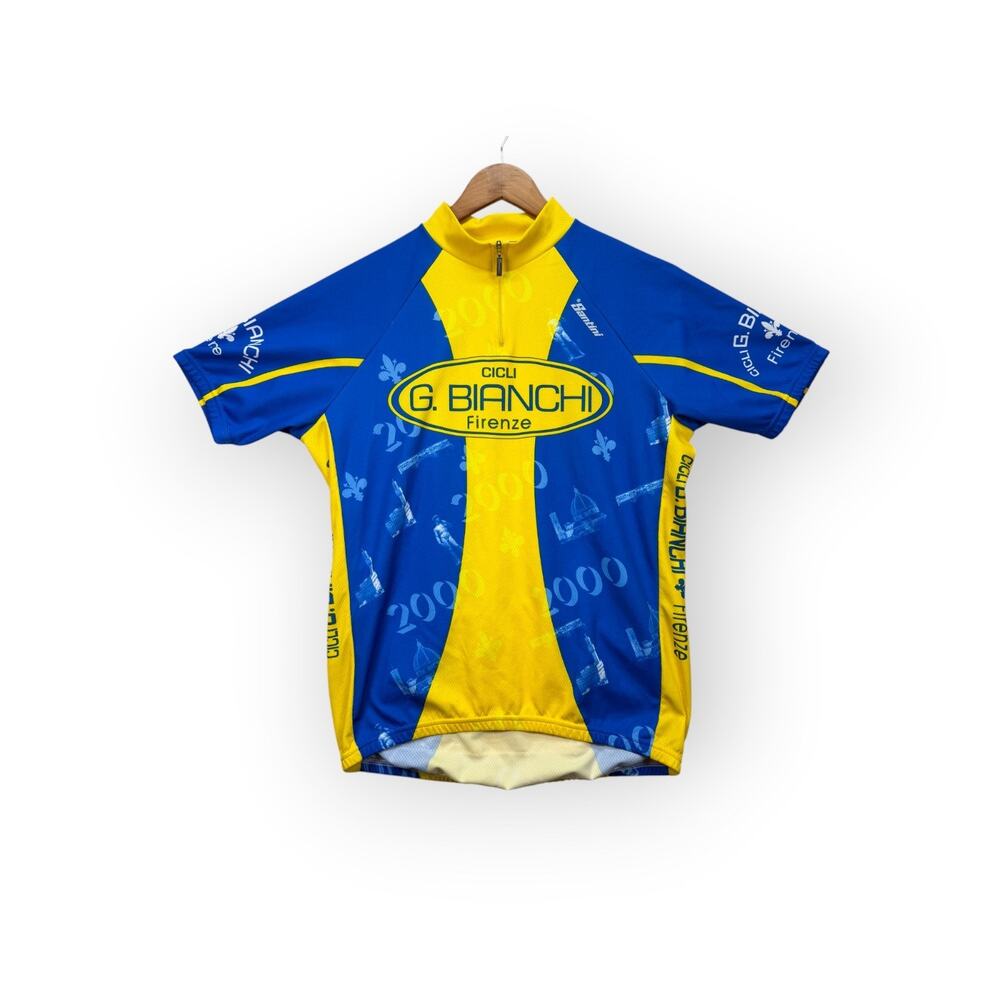 Vintage G. Bianchi Firenze SMS Santini Made in Italy Cycling Bike Jersey 3XL L